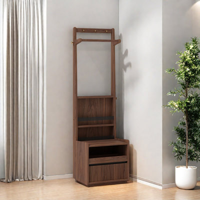 Coat Rack Brass Hooks Drawer Storage