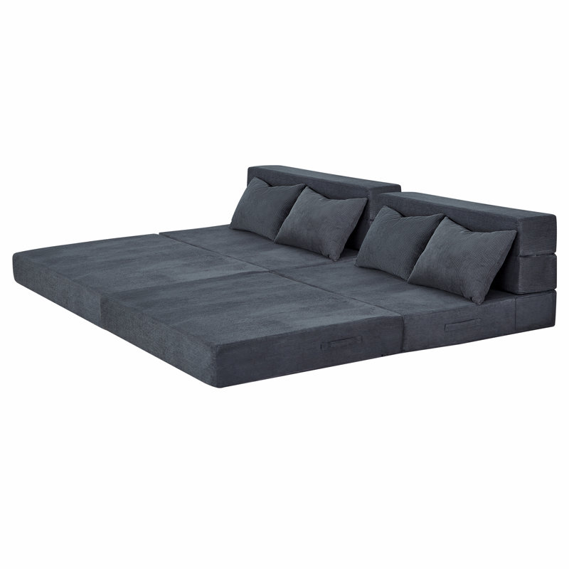 Canapé convertible Boneless, canapé de plancher pliable, Gris foncé, 24" H x 78" W x 29.5" D