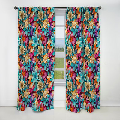 Motif éclectique de style mandala boho I - Rideau floral - Rideau occultant floral - 1 panneau