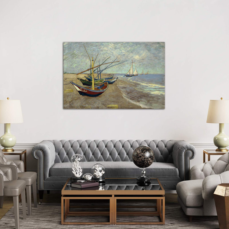 Fishing Boats On The Beach At Les Saintes Maries De La Mer by Vincent Van Gogh - Painting on Canvas, Wrapped Canvas