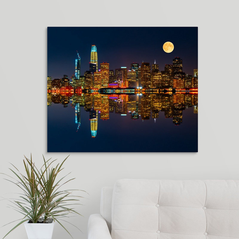 « san francisco par nuit », reproduction de photo sur toile, H 24 po x l 30 po x P 1,25 po