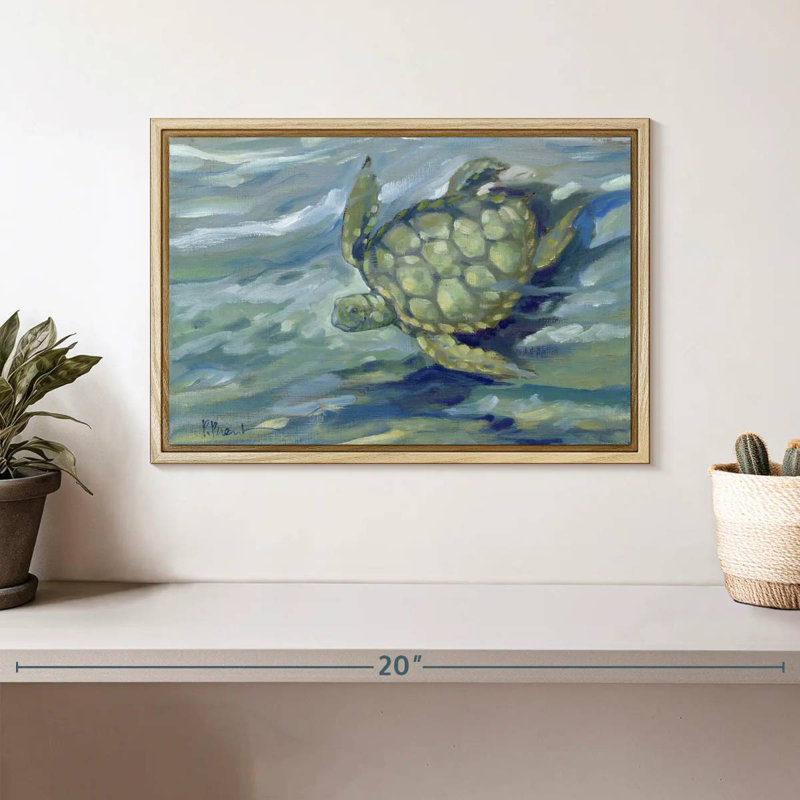 Tortue de mer East Point, Cadre flottant en bois naturel, 13 po x 9 po