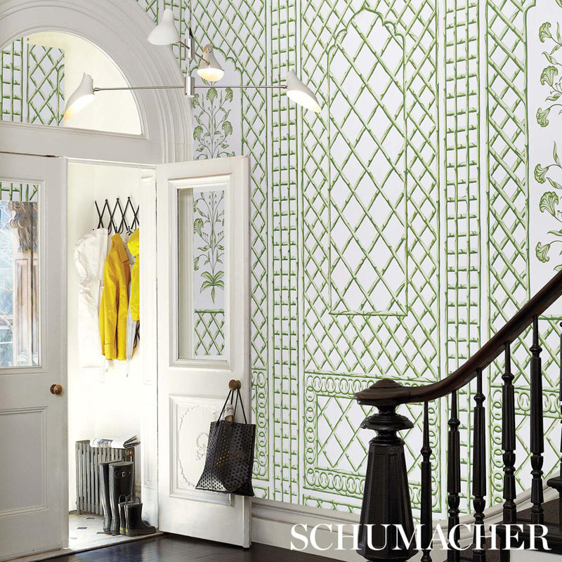 Schumacher x Marie-Anne Oudejans Bamboo Trellis Panel A, Green