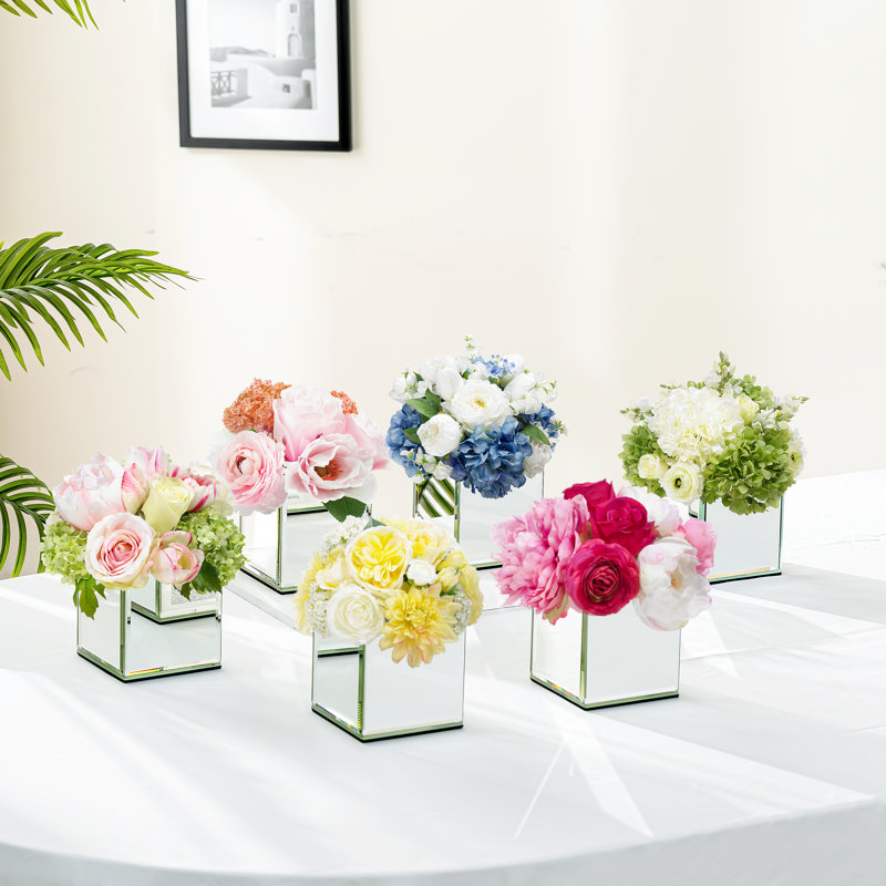 Ciarah Square Glass Table Vase Crushed Diamond Paper Inlay(Set of 6)