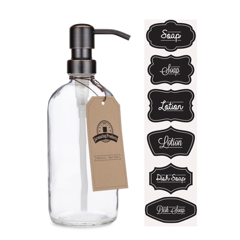 Distributeur de lotion en verre, Frotté à l'huile bronze/transparent
