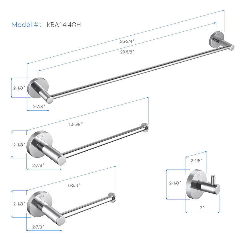 4 - Piece Bathroom Hardware Set, Chrome