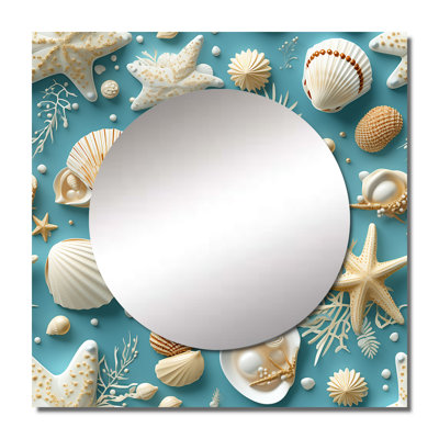 Coastal Seashells Coastal Pattern - Abstract Square Mirror Wall Art For Bathroom