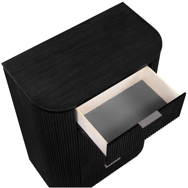 Commode en bois massif et placage Iyona, Noir