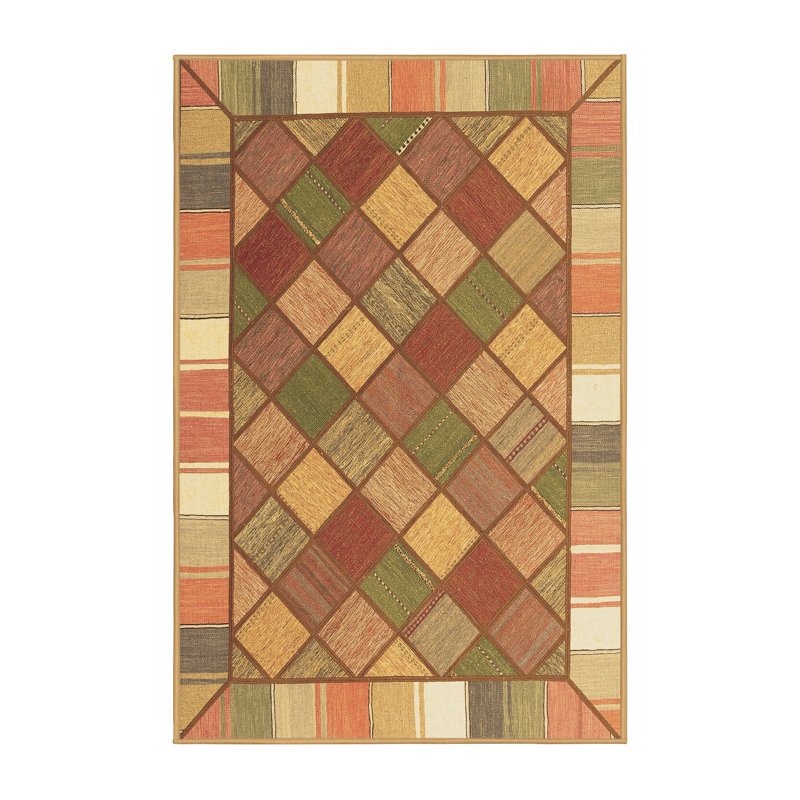 Washable Geometric Indoor Rug, Rectangle 7' x 9'