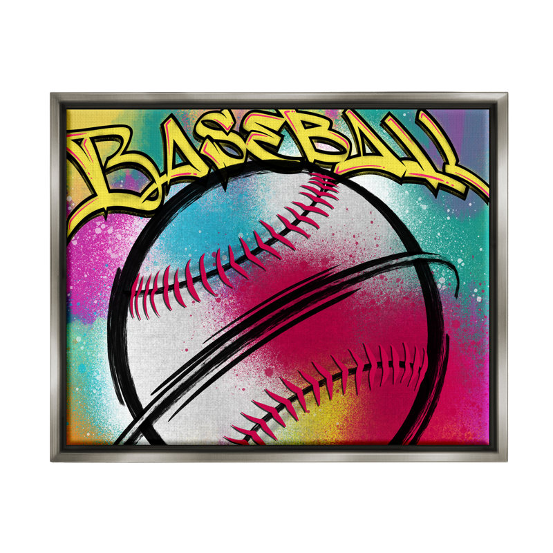 "Urban Sports Baseball", impression sur toile par Marcus Prime, Cadre flottant gris lustré, H 25 po x l 31 po x P 1,7 po