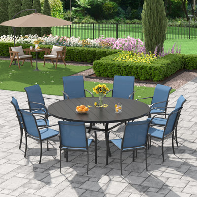 10-Person Outdoor Patio Dining Set With Stackable Chairs