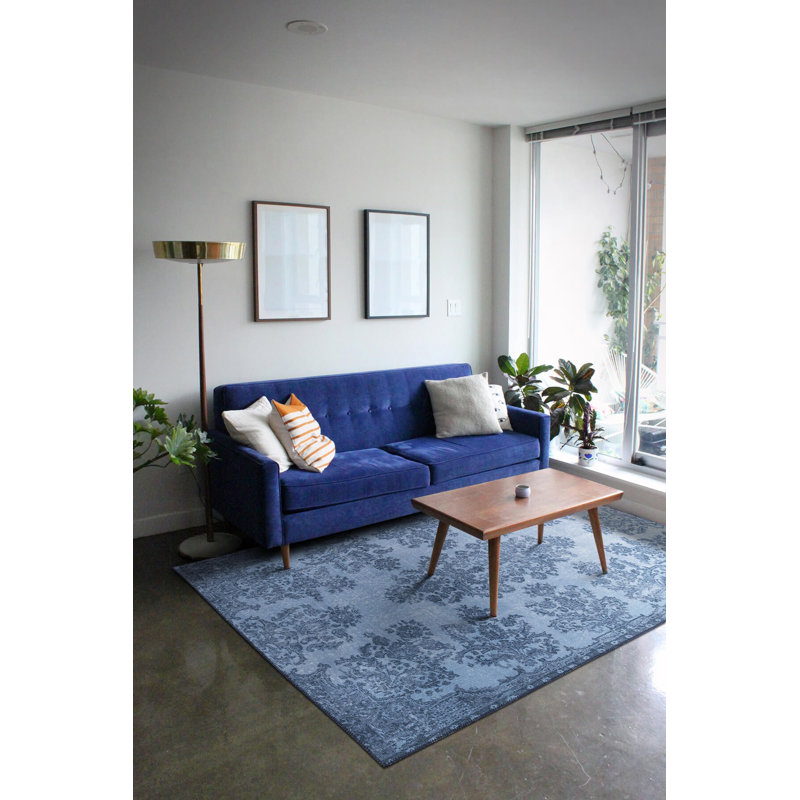 Luxurious Blue Area Rug, 6.9 x 10.2 Feet | 100% Polyester, 4 mm Pile Height, 1850 g/m² | Eco-Friendly Recycled Poly Cotton Backing | Soft, Durable, Machine Carpet | Perfect for Living Room, Bedroom & Office Décor