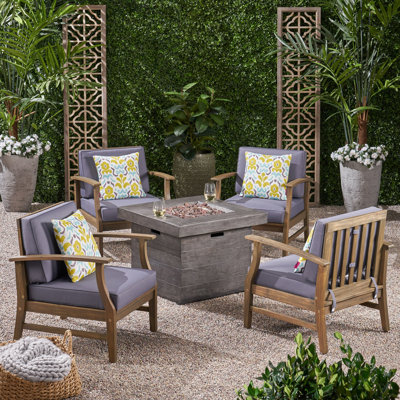 Cleghorn Outdoor 5 Piece Multiple Chairs Seating Group with Cushions by Union Rustic