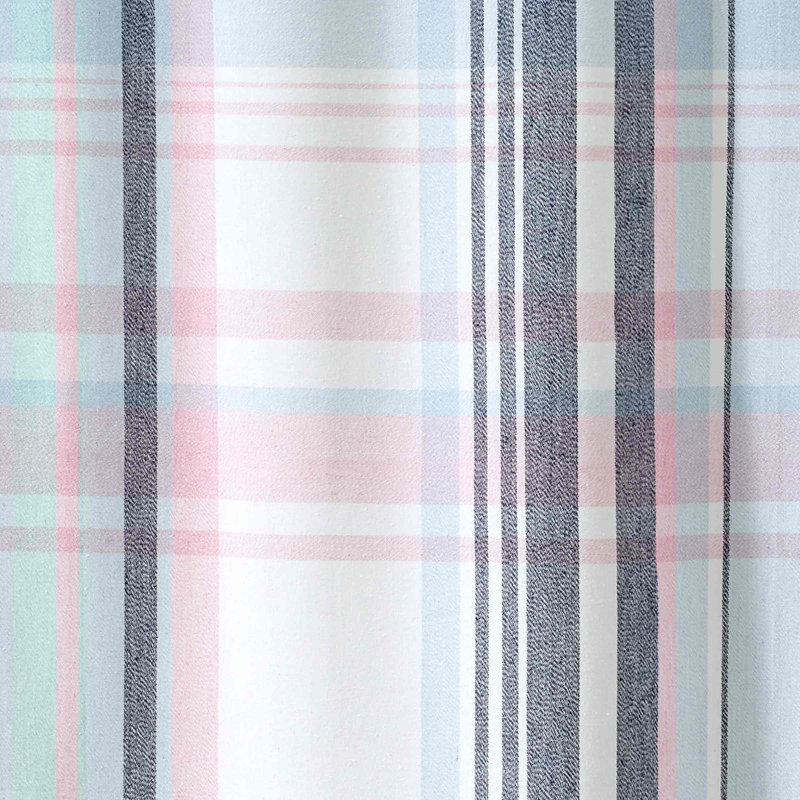 Heritage Collection 72" Blue and Pink Plaid Cotton Shower Curtain