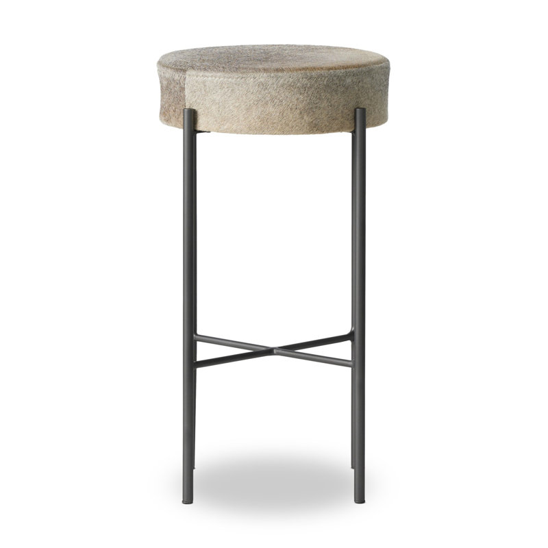 Nocona Upholstered Bar Stool, Black & White Speckled Hide/Leather, Bar Stool (30" Seat Height)