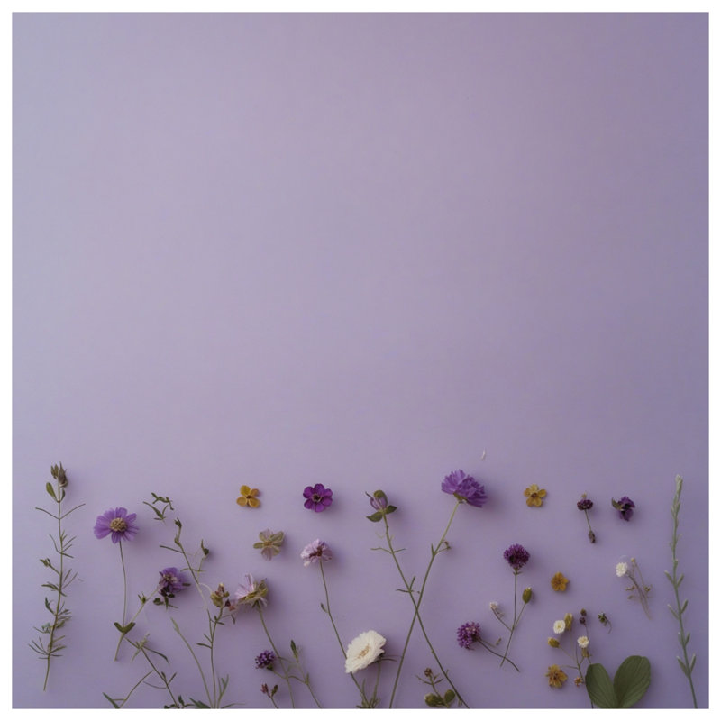 Couvre-lit floral mauve sur fond lavande, Lit simple