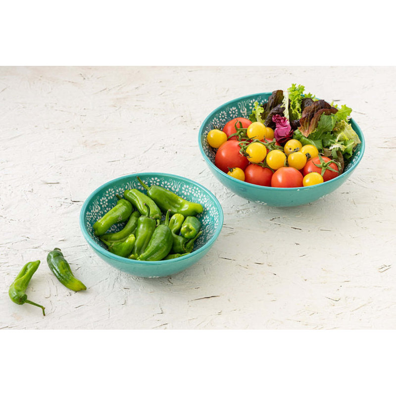 Coppermill Kitchen Hand Painted Ceramic Ceramic Serving Bowl, Green