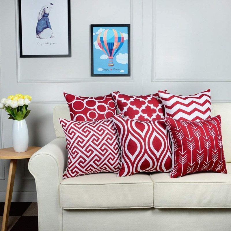 Ensemble de housse de coussin 6 pièces, Rouge