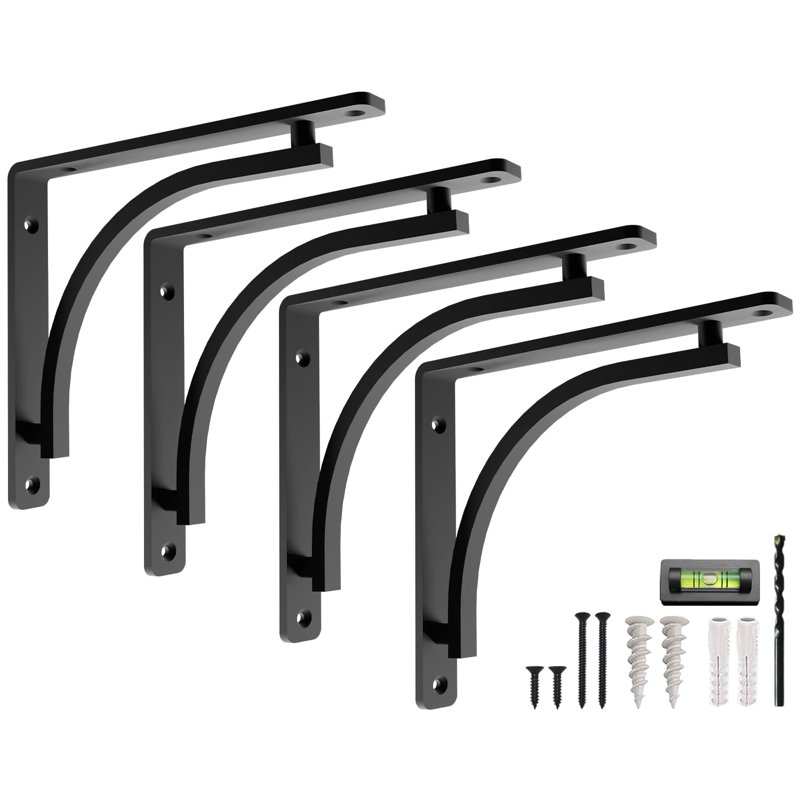 Metal Shelf Bracket, Black, 10 Inches