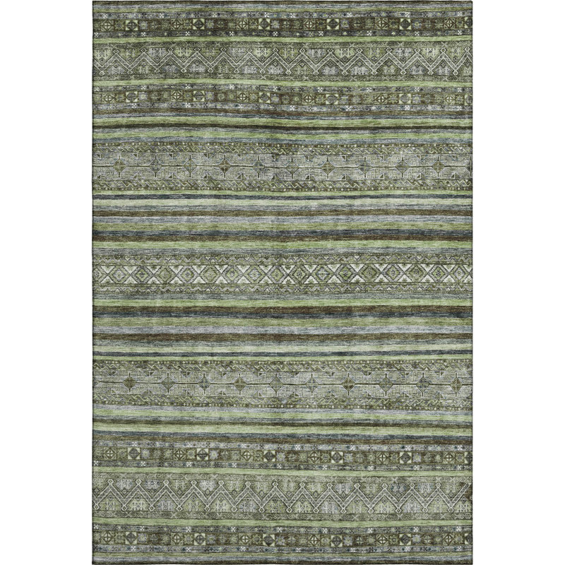 Premium Machine Washable Lampkins AMF1644 Stripes Rug, Rectangle 3' x 5'