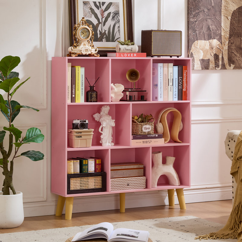 8 Cube Book Shelf,3 Tier Bookshelf With Legs, Modern Open Storage Organizer,Boho Bookcase,Display Cabinet Shelf Free Standing Bookshelves For Bedroom,Living Room,Office