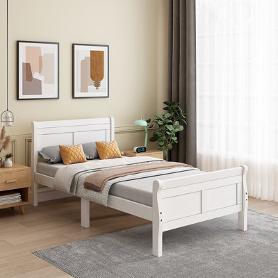 Wood Sleigh Bed Twin Bed Frame -  Alcott Hill®, 755C3276BEA54FD09371CA79D8707066