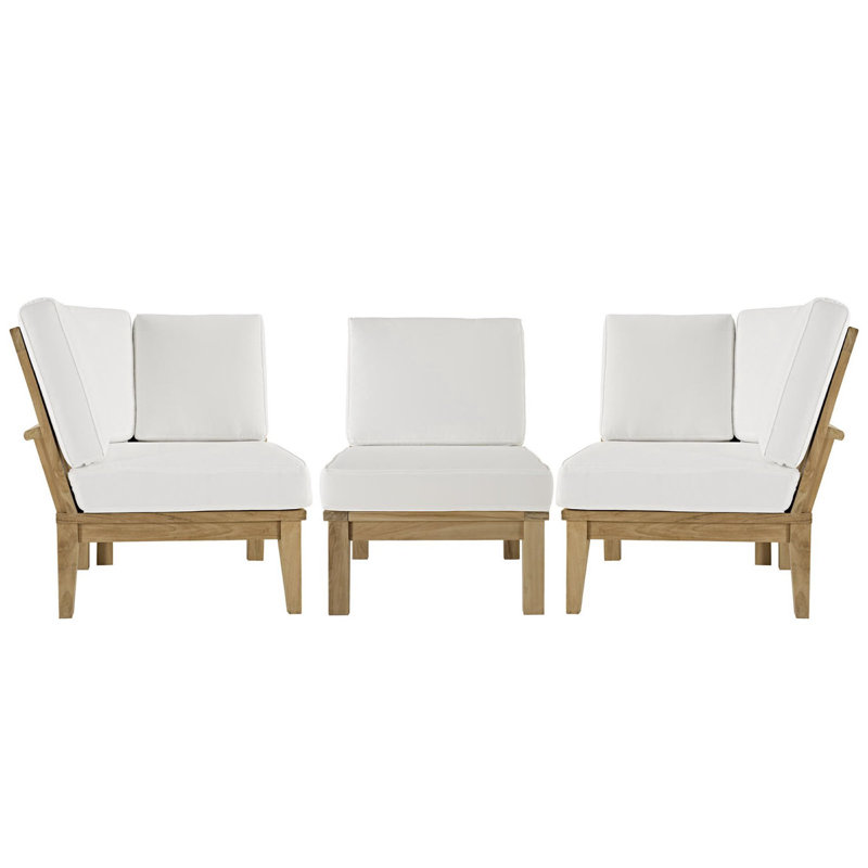 Ensemble de patio extérieur en teck 3 pièces Marina