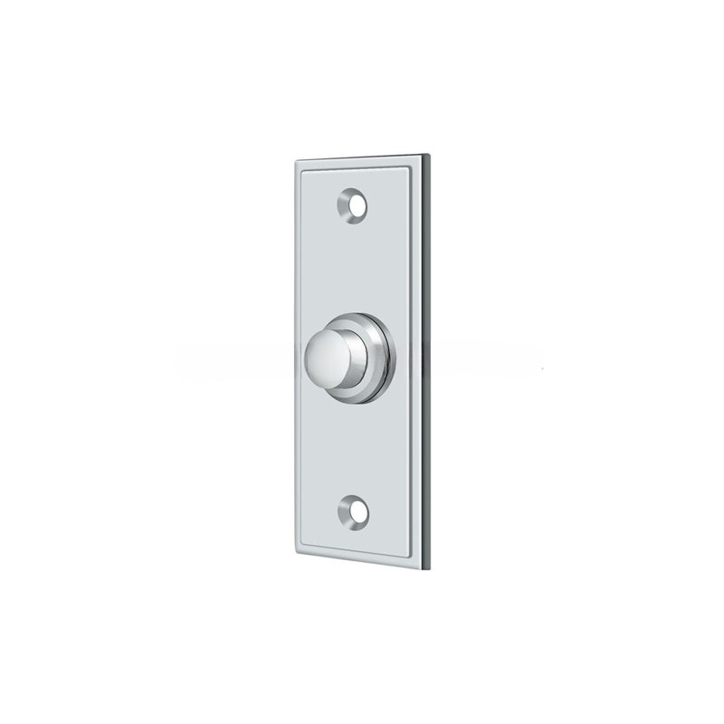 Deltana BBS333CR003 Bell Button, Rectangular Contemporary in PVD Polished Brass, Polished Chrome