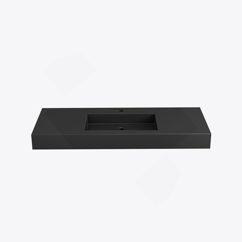 Stone Resin Solid Surface Bathroom Vanity Basin Sink, Matte Black