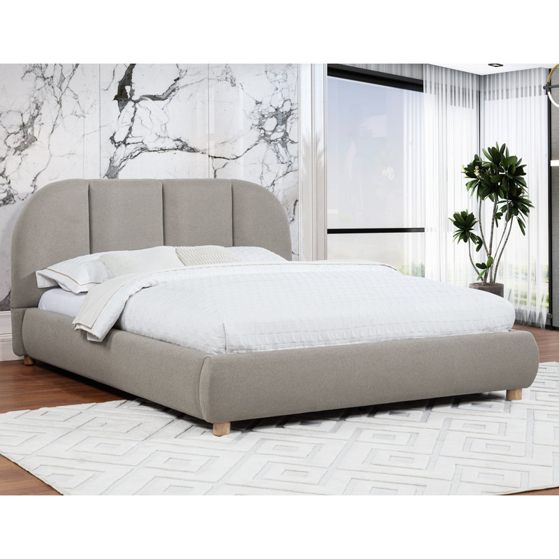  Lit plateforme tapissier Luetta, Brun clair