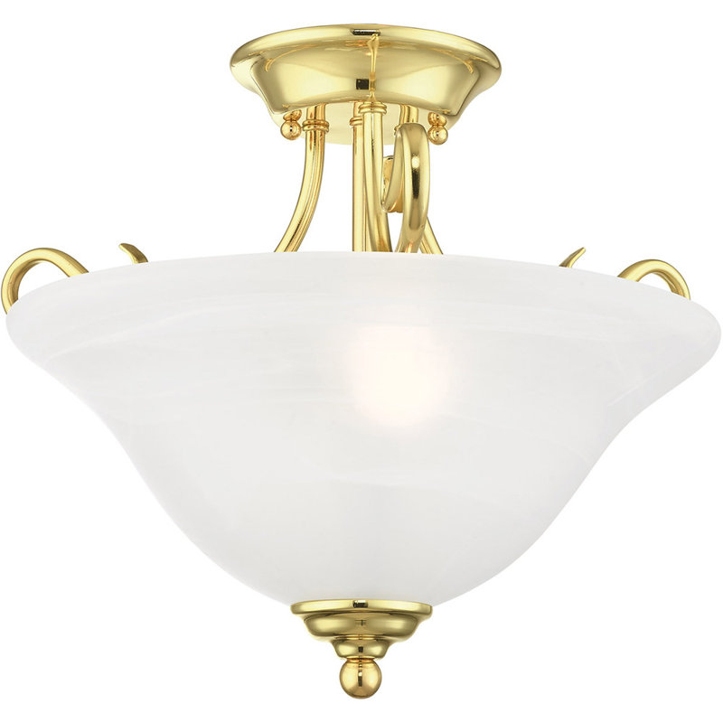 Glass Semi Flush Mount, Polished Brass