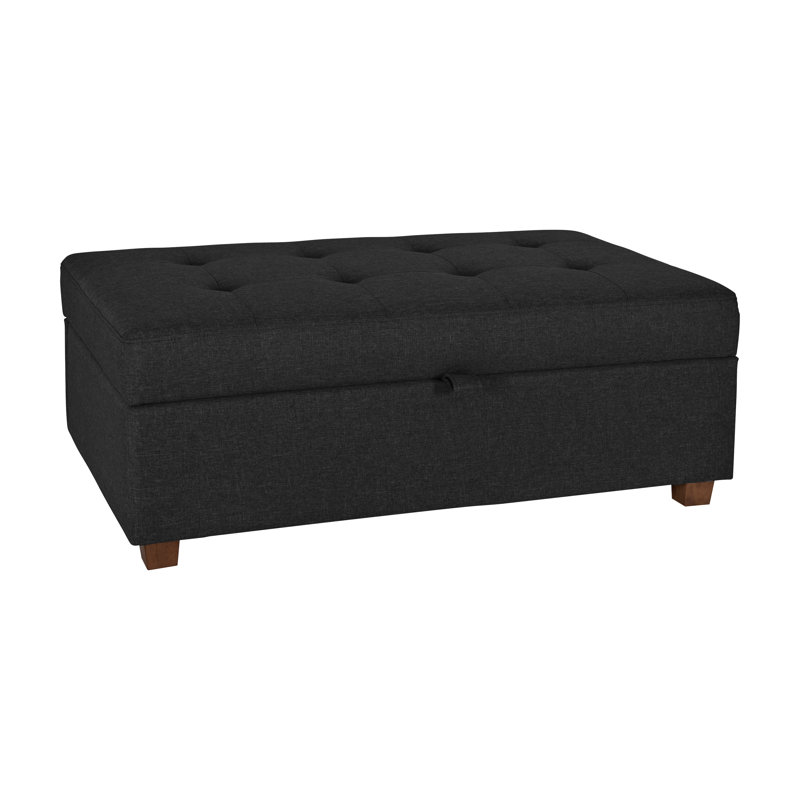 Calliemae Upholstered Storage Ottoman, Dark Gray Polyester