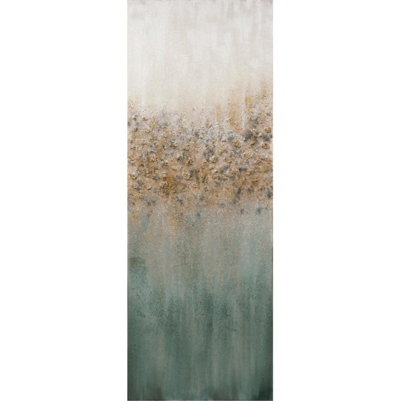 Emerald Drapery III Print by Beverly Fuller, Hand Painting with Glitter