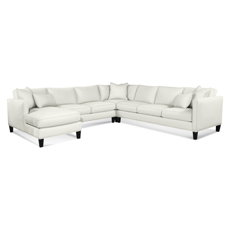 Canapé modulaire de coin de 122 po Lenox, Noir, noir, noir, noir, Orienté à gauche (vu de face), Rayures bleu marine 0220-61