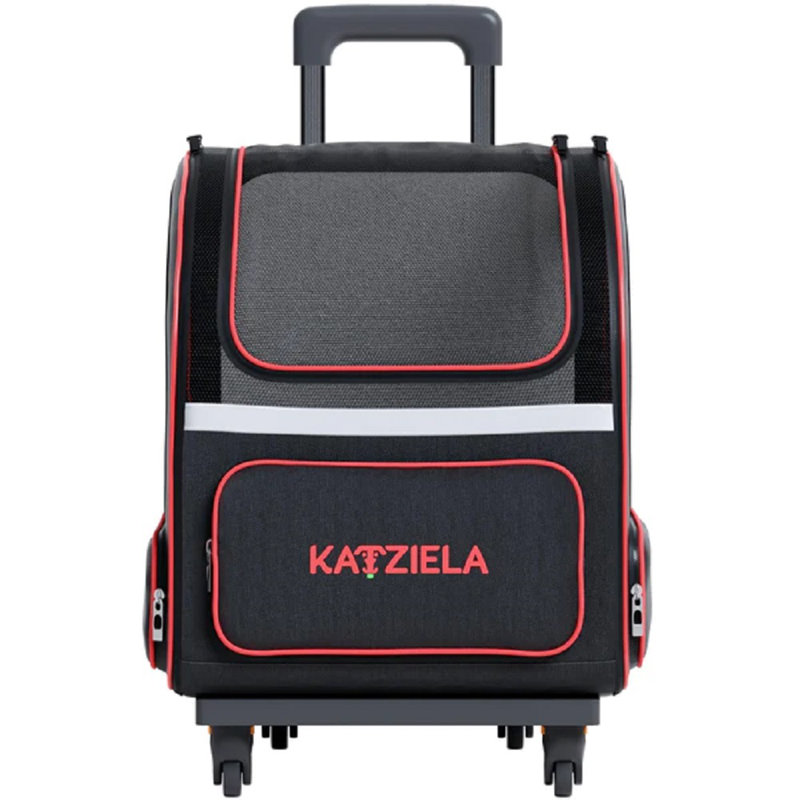 Katziela Hybrid Adventurer Pet Carrier Backpack with Removable Wheels and Telescopic Handle, Black