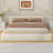 Queen Size Upholstered Bed Frame In Stylish Beige, Modern Platform Bed Design-18549762-18549761