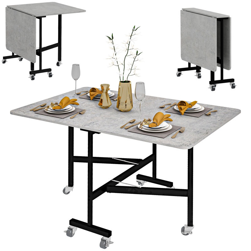 Mishea 120cm Rectangular Folding Table, Grey Marble