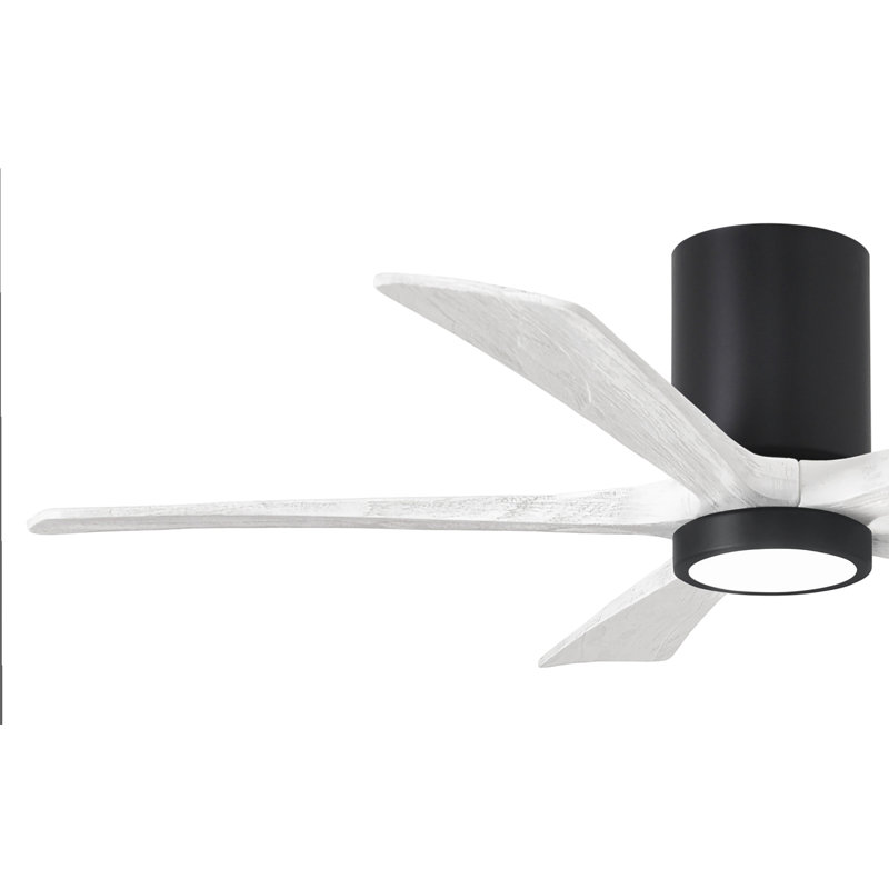 Irene Flushmount Light Kit 5 Blade LED Ceiling Fan, Matte Black, 52", Matte White