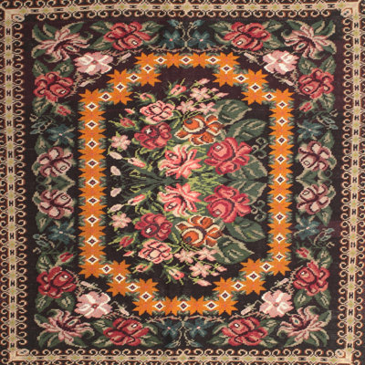 Tapis traditionnel beige / orange / rouge