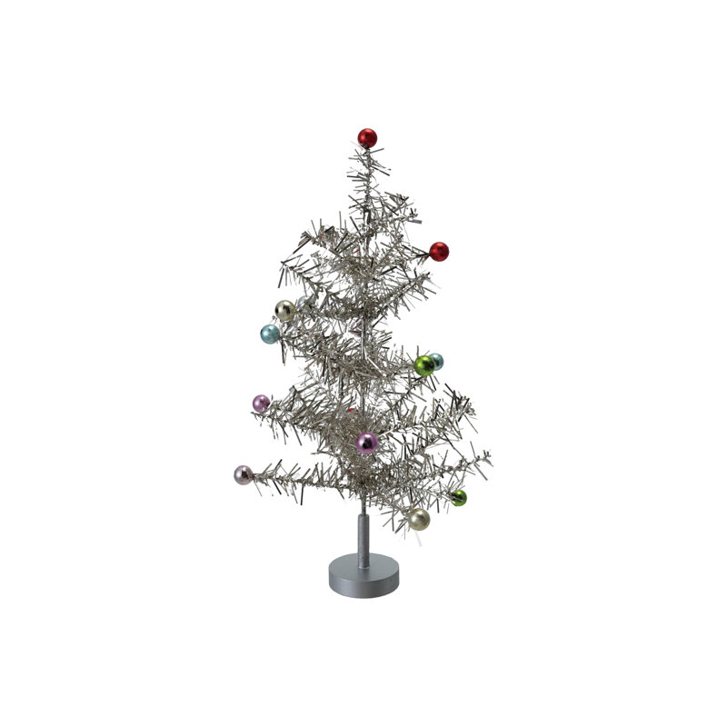 Medium Tinsel Tree With Multicolor Ball Ornaments
