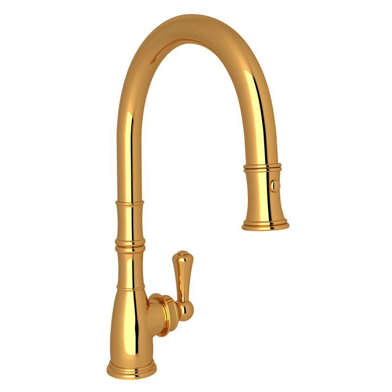 Georgian Era™ Pull Down Single Handle Kitchen Faucet, English Gold