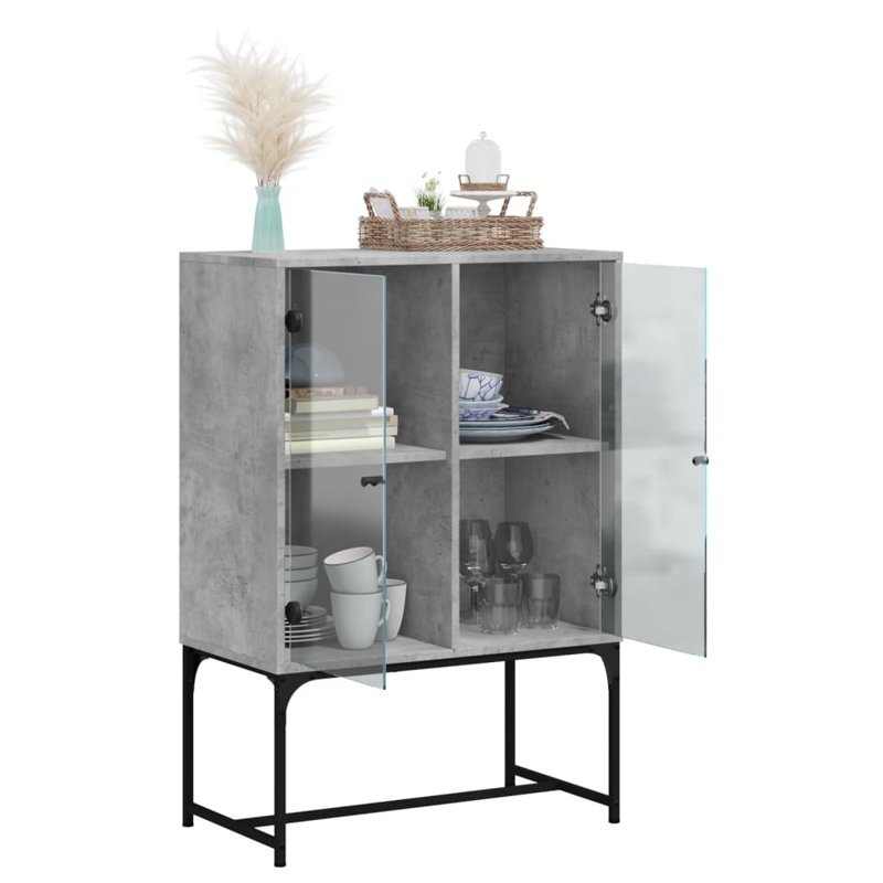 Aanvi Steel Rectangle Accent Cabinet, Concrete Grey