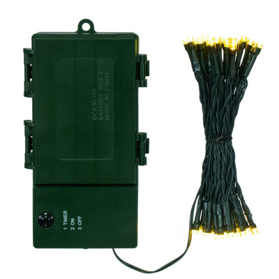 Ensemble de 50 lumières à DEL Charlton Home®, fil vert avec espacement des ampoules de 5 po.