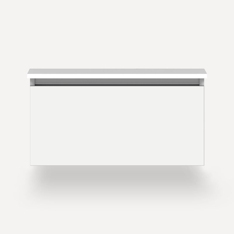 Cartesian Vanity 30" W (2 Drawers), White, White Zeus Extreme