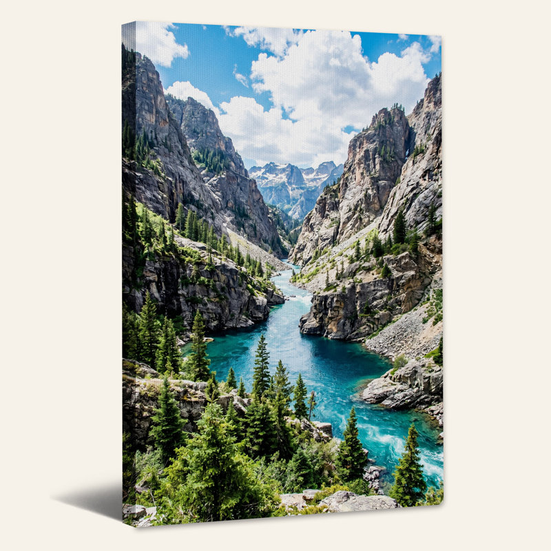 «Turquoise River In Rocky Canyon», art mural sur toile, H 24 po x l 16 po