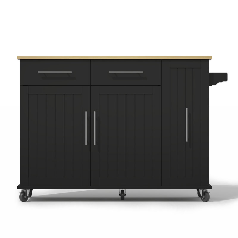 120 cm W Kitchen Island with Top, Black