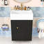 Meuble-lavabo de salle de bain avec lavabo, tablettes et barre à serviettes-367247555