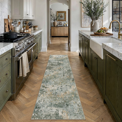Sarah Modern Abstract Machine Washable Area Rug with Non-Slip Backing