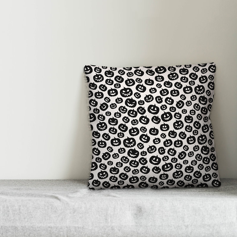  Housse de coussin Pumpkin, Noir, 16 po x 1 po, Polyester/ Bourre en polyester