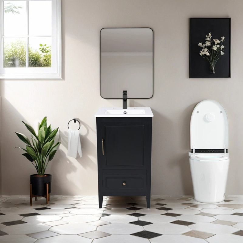 Meuble-lavabo simple 20 po avec comptoir en céramique